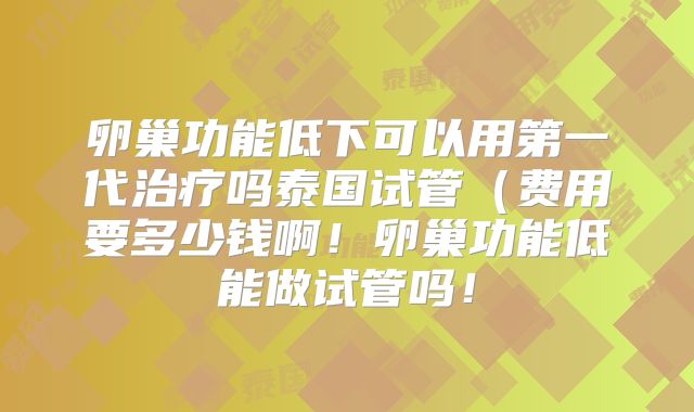 卵巢功能低下可以用第一代治疗吗泰国试管(费用要多少钱啊!卵巢功能低能做试管吗!