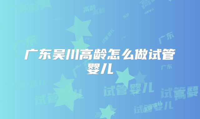 广东吴川高龄怎么做试管婴儿