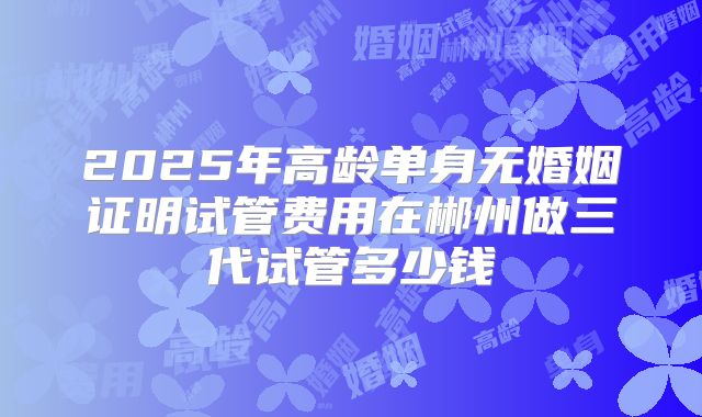 2025年高龄单身无婚姻证明试管费用在郴州做三代试管多少钱