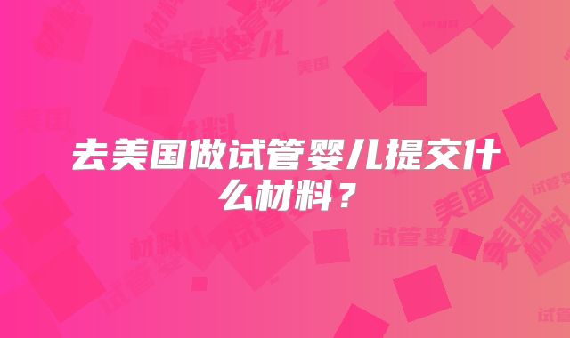 去美国做试管婴儿提交什么材料？