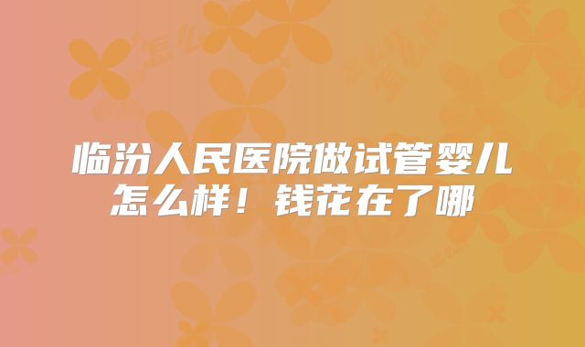 临汾人民医院做试管婴儿怎么样！钱花在了哪
