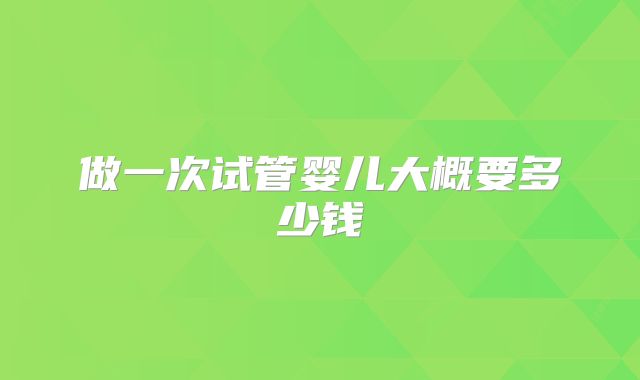 做一次试管婴儿大概要多少钱