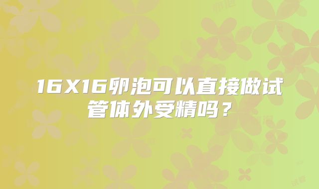 16X16卵泡可以直接做试管体外受精吗？