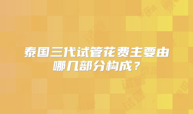 泰国三代试管花费主要由哪几部分构成？