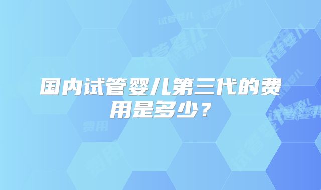 国内试管婴儿第三代的费用是多少?
