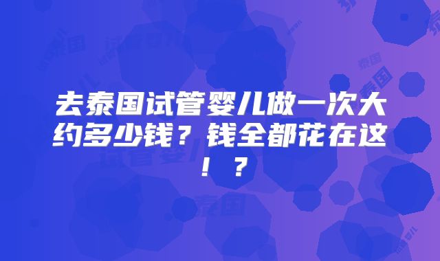去泰国试管婴儿做一次大约多少钱?钱全都花在这!?