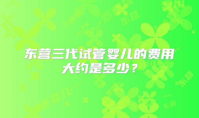 东营三代试管婴儿的费用大约是多少？