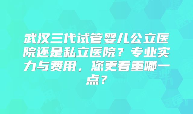 武汉三代试管婴儿公立医院还是私立医院？专业实力与费用，您更看重哪一点？