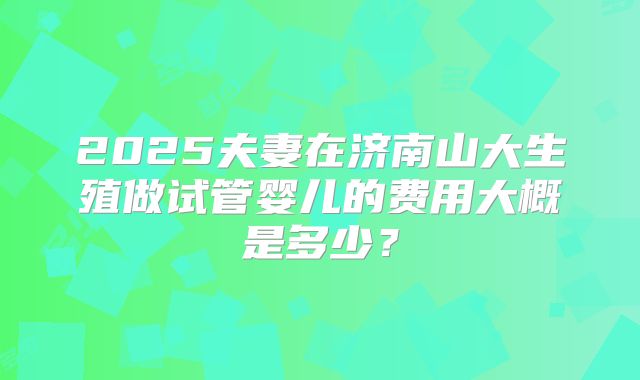 2025夫妻在济南山大生殖做试管婴儿的费用大概是多少？