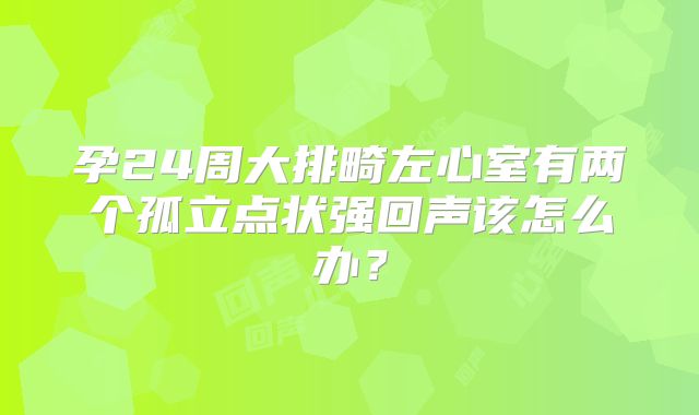 孕24周大排畸左心室有两个孤立点状强回声该怎么办?