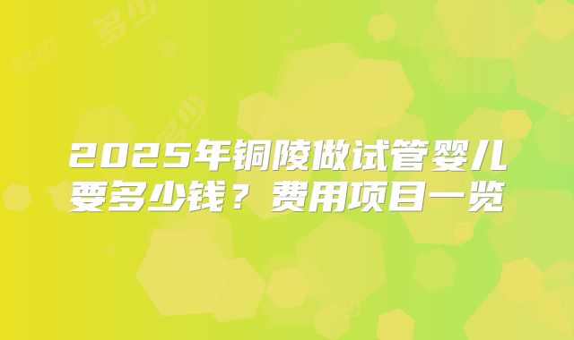 2025年铜陵做试管婴儿要多少钱？费用项目一览
