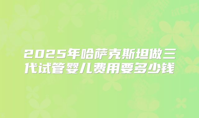 2025年哈萨克斯坦做三代试管婴儿费用要多少钱