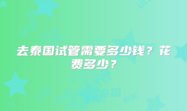 去泰国试管需要多少钱？花费多少？