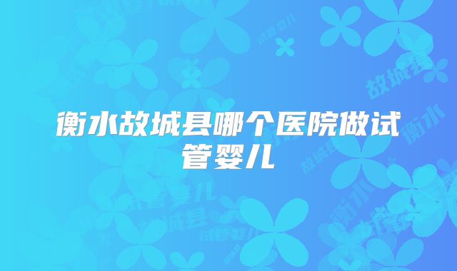 衡水故城县哪个医院做试管婴儿