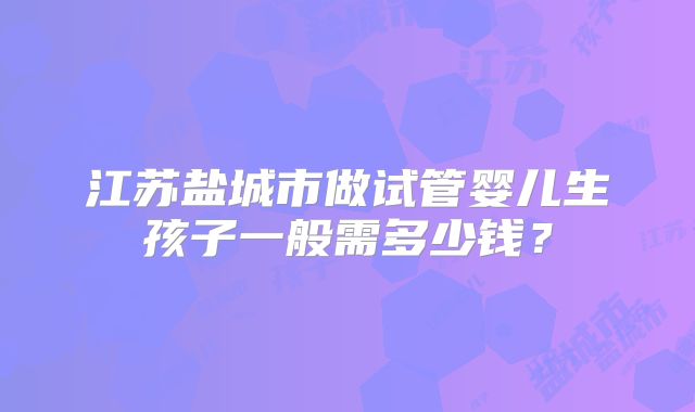 江苏盐城市做试管婴儿生孩子一般需多少钱？