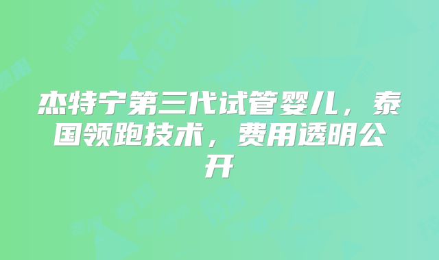 杰特宁第三代试管婴儿，泰国领跑技术，费用透明公开