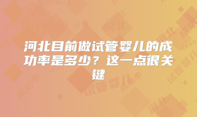 河北目前做试管婴儿的成功率是多少?这一点很关键