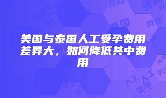 美国与泰国人工受孕费用差异大，如何降低其中费用