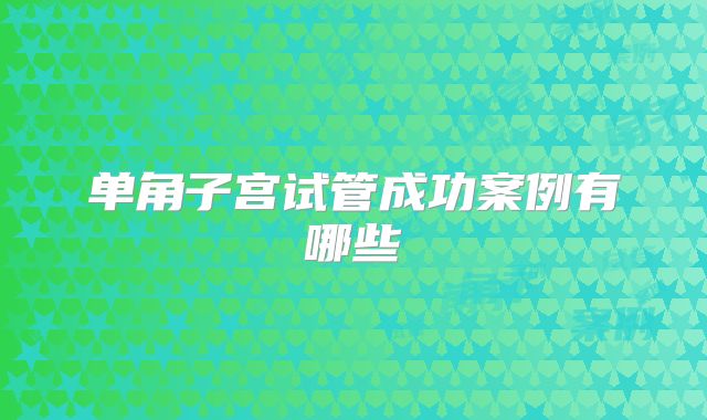 单角子宫试管成功案例有哪些