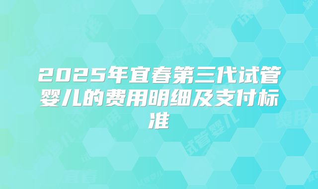 2025年宜春第三代试管婴儿的费用明细及支付标准