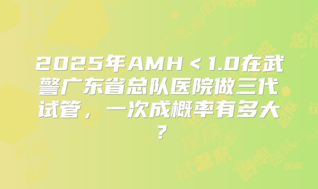 2025年AMH＜1.0在武警广东省总队医院做三代试管，一次成概率有多大？