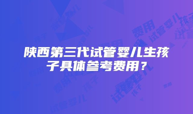 陕西第三代试管婴儿生孩子具体参考费用？