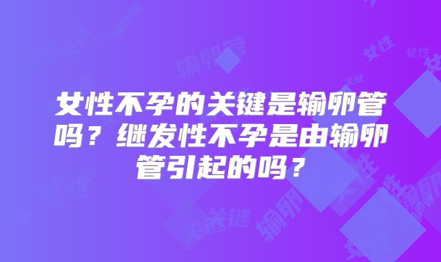 女性不孕的关键是输卵管吗?继发性不孕是由输卵管引起的吗?