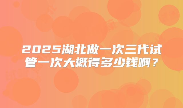 2025湖北做一次三代试管一次大概得多少钱啊？