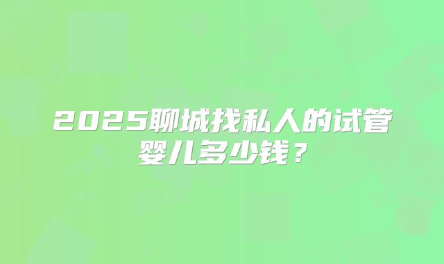 2025聊城找私人的试管婴儿多少钱?