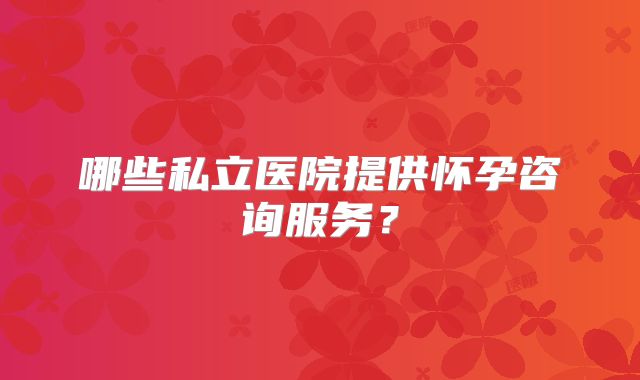 哪些私立医院提供怀孕咨询服务？
