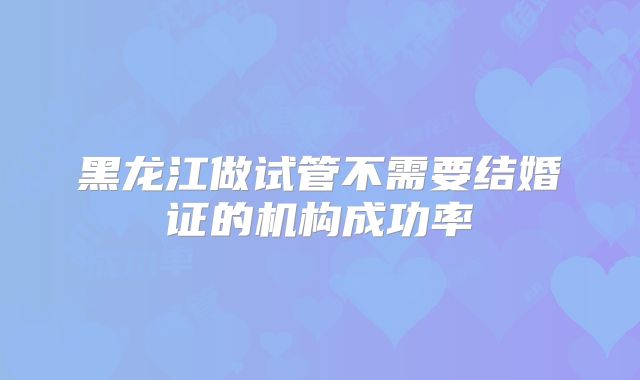 黑龙江做试管不需要结婚证的机构成功率