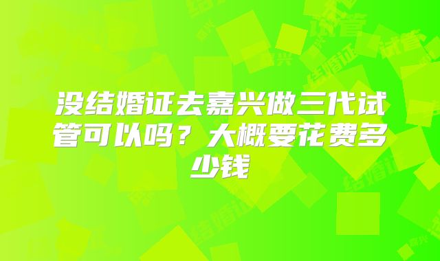 没结婚证去嘉兴做三代试管可以吗？大概要花费多少钱