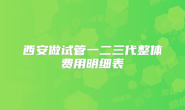 西安做试管一二三代整体费用明细表