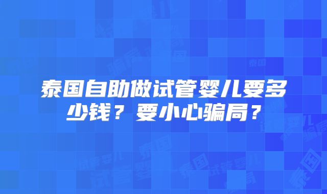 泰国自助做试管婴儿要多少钱?要小心骗局?