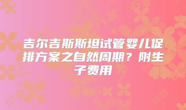 吉尔吉斯斯坦试管婴儿促排方案之自然周期？附生子费用