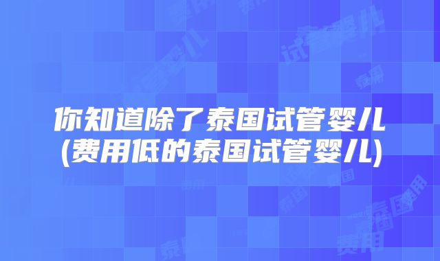 你知道除了泰国试管婴儿(费用低的泰国试管婴儿)