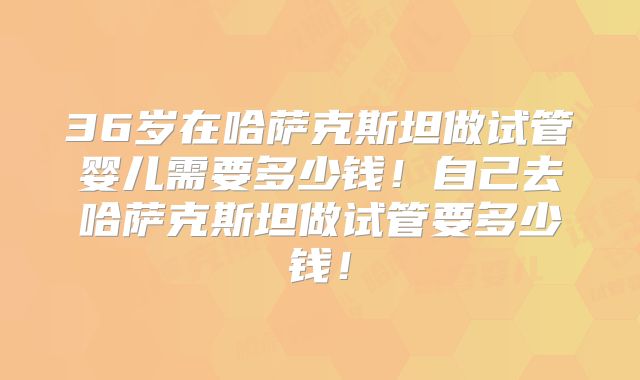 36岁在哈萨克斯坦做试管婴儿需要多少钱！自己去哈萨克斯坦做试管要多少钱！