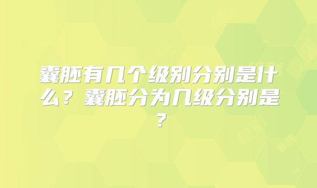 囊胚有几个级别分别是什么？囊胚分为几级分别是？
