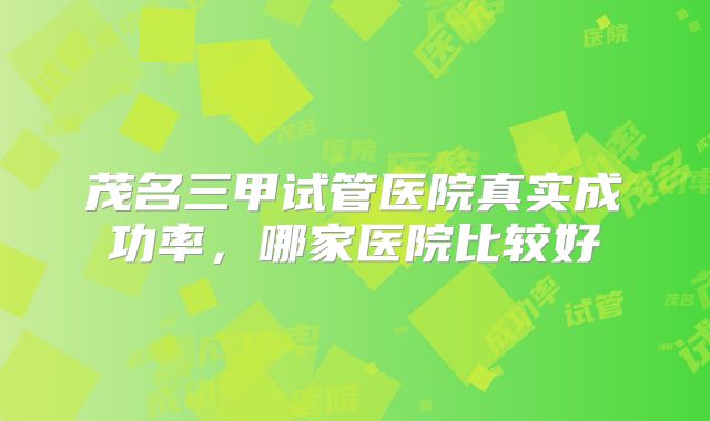 茂名三甲试管医院真实成功率，哪家医院比较好