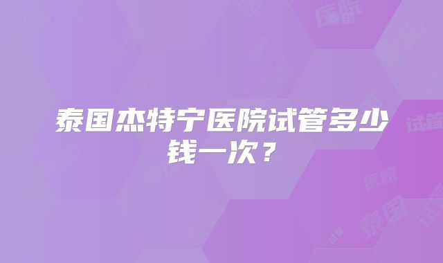 泰国杰特宁医院试管多少钱一次？