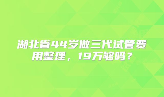 湖北省44岁做三代试管费用整理，19万够吗？