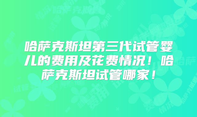 哈萨克斯坦第三代试管婴儿的费用及花费情况！哈萨克斯坦试管哪家！