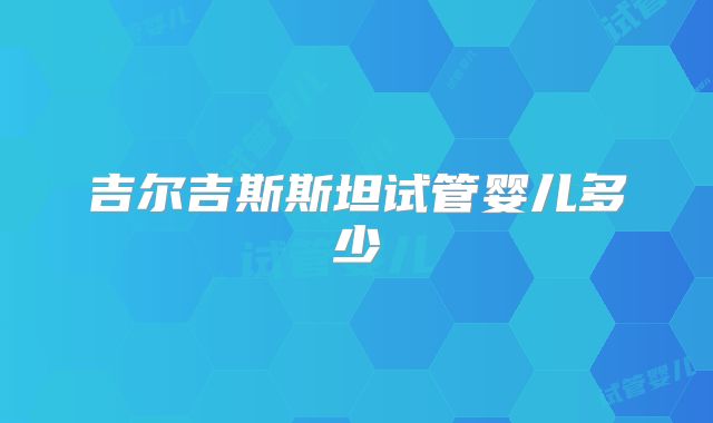 吉尔吉斯斯坦试管婴儿多少