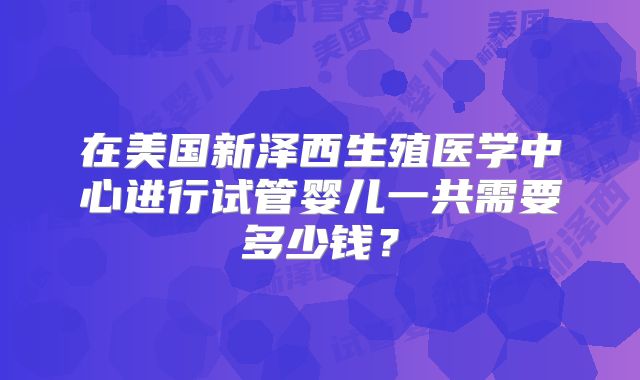 在美国新泽西生殖医学中心进行试管婴儿一共需要多少钱？