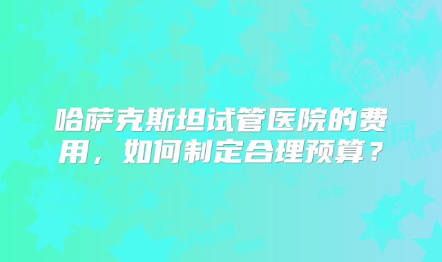哈萨克斯坦试管医院的费用，如何制定合理预算？