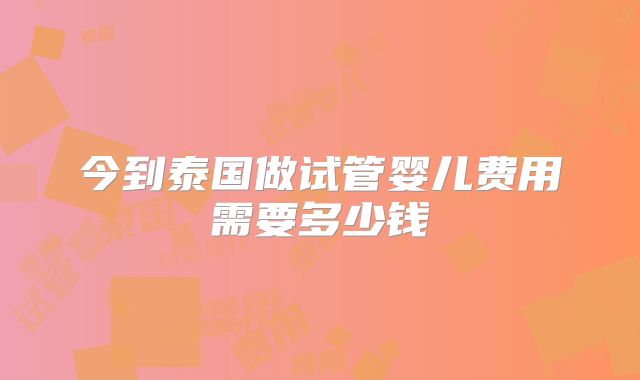 今到泰国做试管婴儿费用需要多少钱