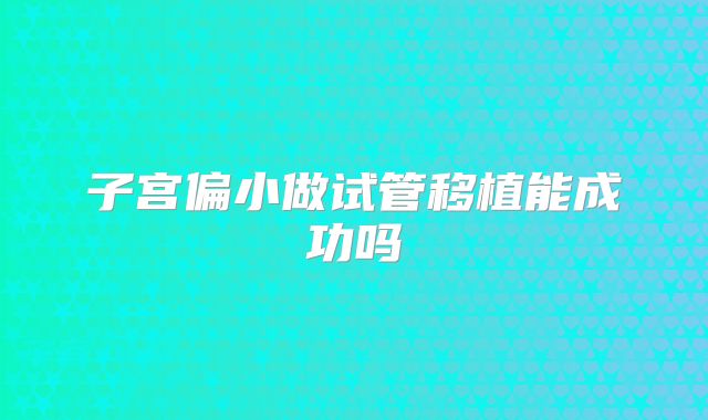 子宫偏小做试管移植能成功吗