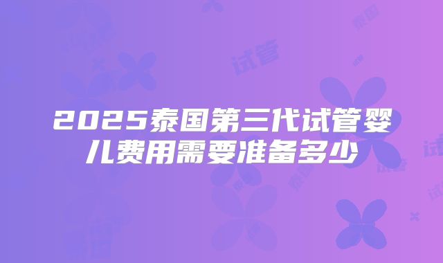 2025泰国第三代试管婴儿费用需要准备多少
