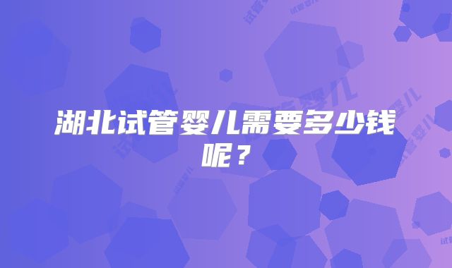 湖北试管婴儿需要多少钱呢？