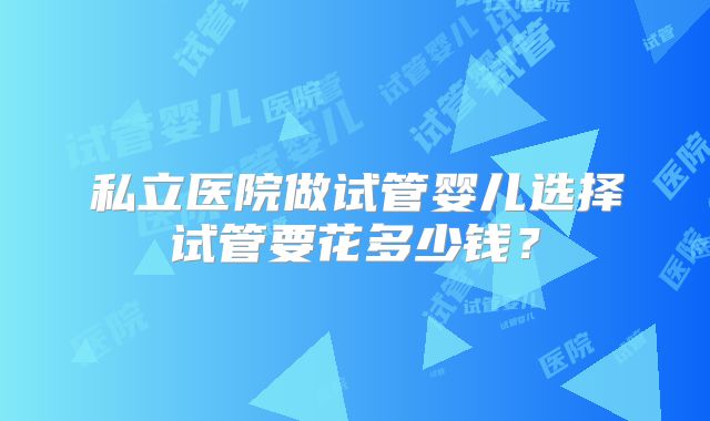 私立医院做试管婴儿选择试管要花多少钱？